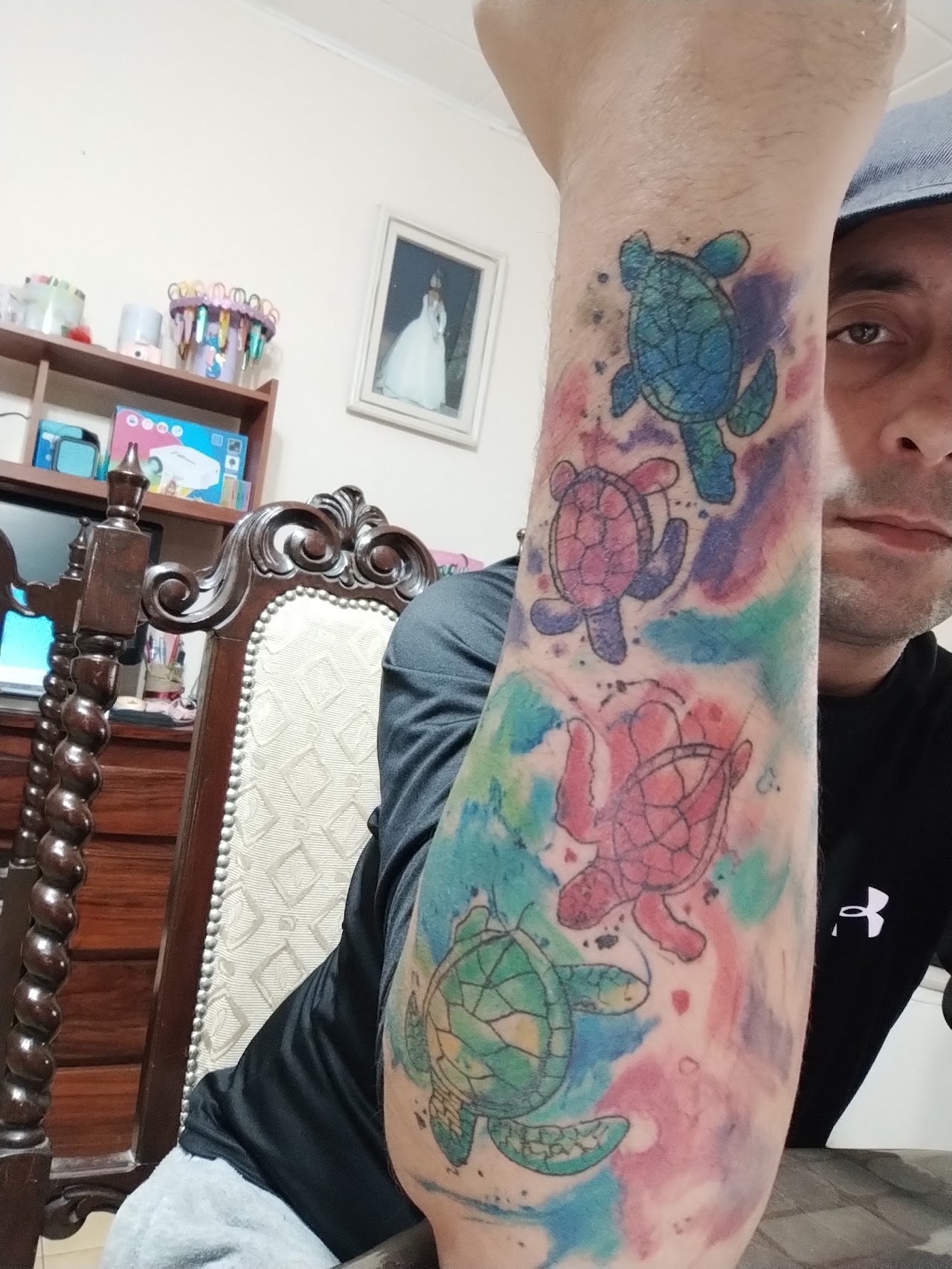 Tatuaje de tortugas en acuarela